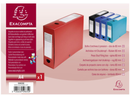 EXACOMPTA Boîte d'archives à pression, PP, 80 mm, rouge