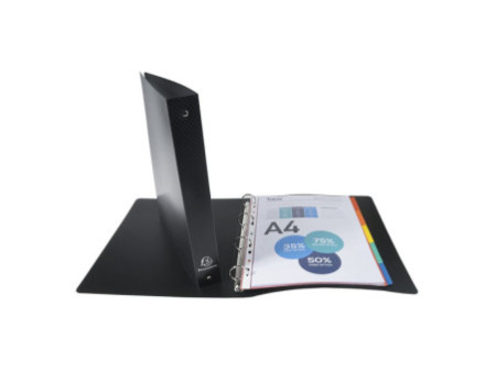 EXACOMPTA Classeur semi-rigide, PP, A4 Maxi, 4 anneaux, noir