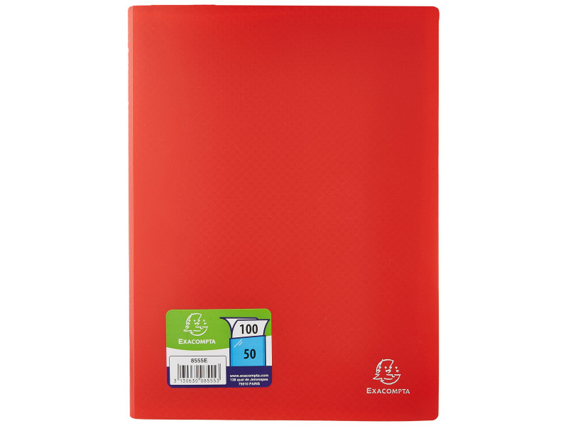 EXACOMPTA Protège-documents, A4, PP, 50 pochettes, rouge