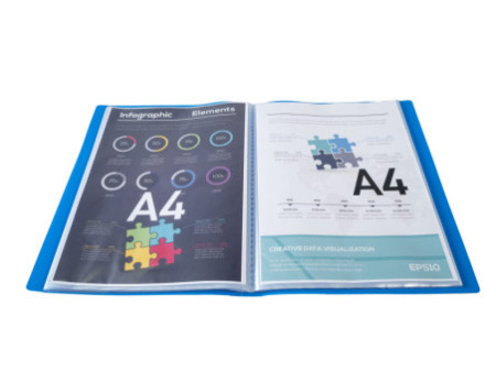 EXACOMPTA Protège-documents, A4, PP, 100 pochettes, bleu