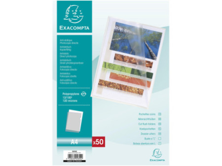 EXACOMPTA Pochette coin, A4, PP, 0,12 mm, transparent grainé