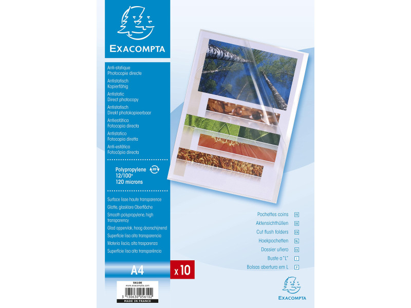 EXACOMPTA Pochette coin, A4, PP, 0,12 mm, transparent lisse