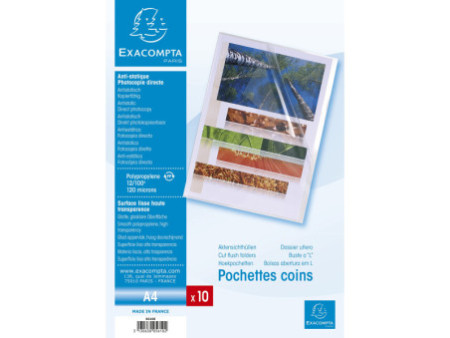 EXACOMPTA Pochette coin, A4, PP, 0,12 mm, transparent lisse