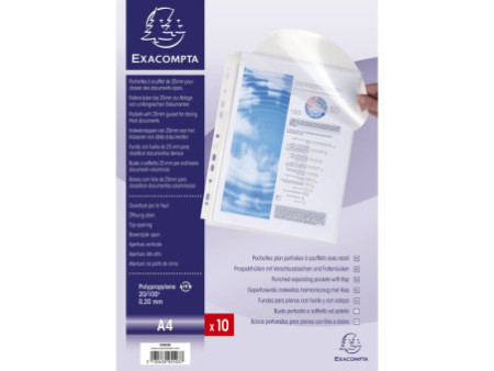 EXACOMPTA Pochette à soufflet perforée avec rabat, A4, PP