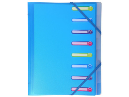 EXACOMPTA Trieur Chromaline, A4, PP, 8 compartiments,assorti