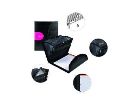 EXACOMPTA Trieur conférencier EXAFOLIO, 6 compartiments,noir