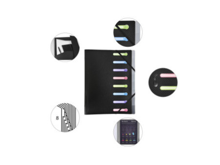 EXACOMPTA Trieur, A4, PP, 8 compartiments, noir