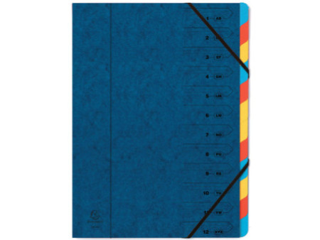 EXACOMPTA Trieur, A4, carton, 12 compartiments, bleu