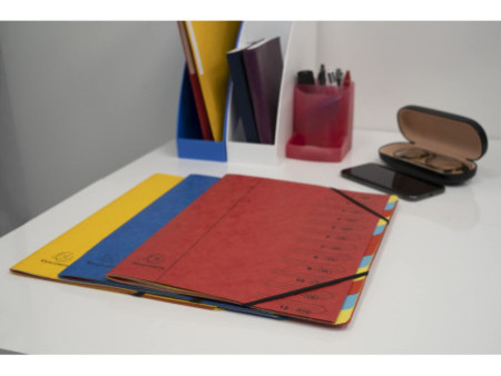 EXACOMPTA Trieur, A4, carton, 12 compartiments, bleu