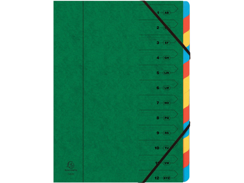EXACOMPTA Trieur, A4, carton, 12 compartiments, vert