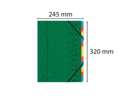 EXACOMPTA Trieur, A4, carton, 12 compartiments, vert