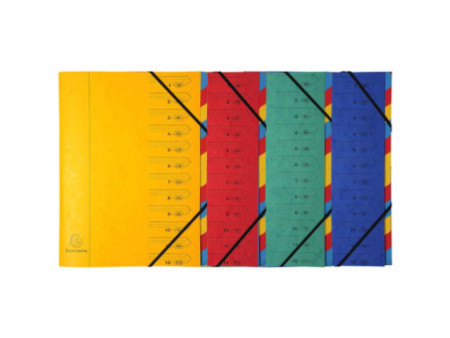 EXACOMPTA Trieur, A4, carton, 12 compartiments, vert