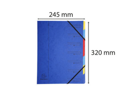 EXACOMPTA Trieur, A4, carton, 7 compartiments, bleu