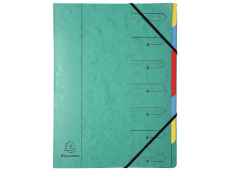 EXACOMPTA Trieur, A4, carton, 7 compartiments, vert