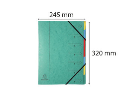 EXACOMPTA Trieur, A4, carton, 7 compartiments, vert