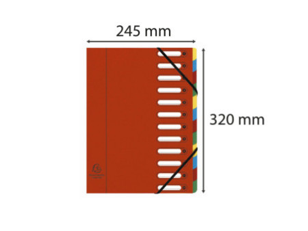 EXACOMPTA Trieur Harmonika, A4, 12 compartiments, rouge