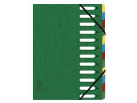 EXACOMPTA Trieur Harmonika, A4, 12 compartiments, vert
