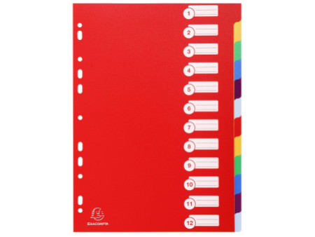 EXACOMPTA Intercalaires en plastique, uni, A4, 12 touches