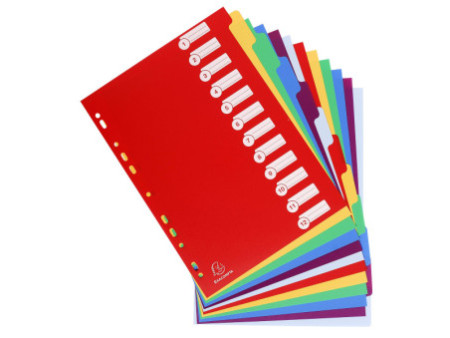 EXACOMPTA Intercalaires en plastique, uni, A4, 12 touches
