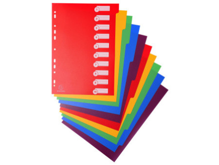 EXACOMPTA Intercalaires en plastique, uni, A4, 12 touches