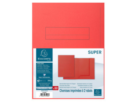 EXACOMPTA Chemise à rabats SUPER 250, A4, carton, rouge