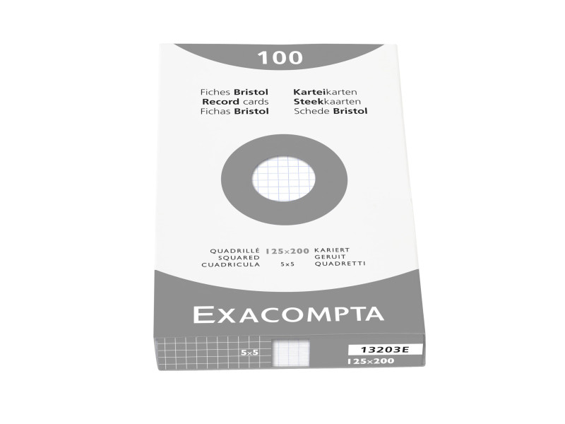 EXACOMPTA Fiches bristol, 125 x 200 mm, quadrillé, blanc