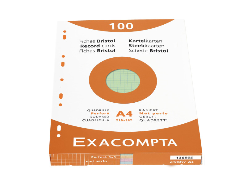EXACOMPTA Fiches bristol, A4, quadrillé, assorti