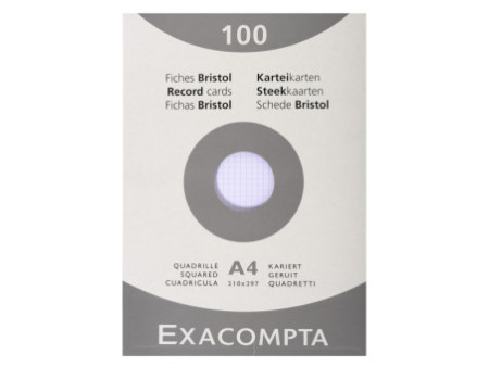 EXACOMPTA Fiches bristol, A4, quadrillé, blanc