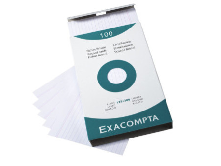 EXACOMPTA Fiches bristol, A4, ligné, blanc