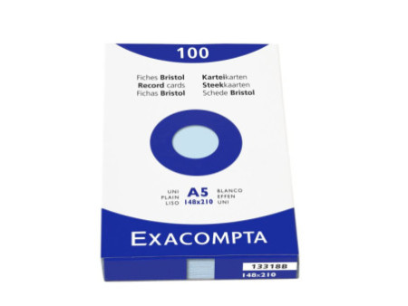EXACOMPTA Fiches bristol, A5, uni, bleu azur