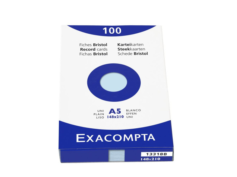 EXACOMPTA Fiches bristol, A5, uni, bleu azur