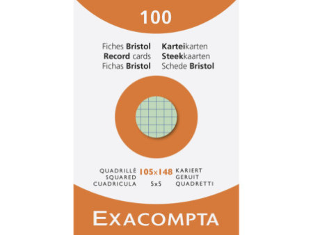 EXACOMPTA Fiches bristol, A6, quadrillé, assorti