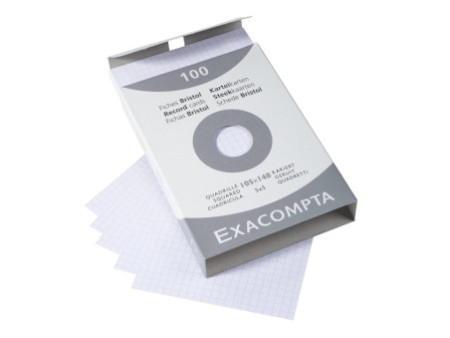 EXACOMPTA Fiches bristol, A6, quadrillé, blanc