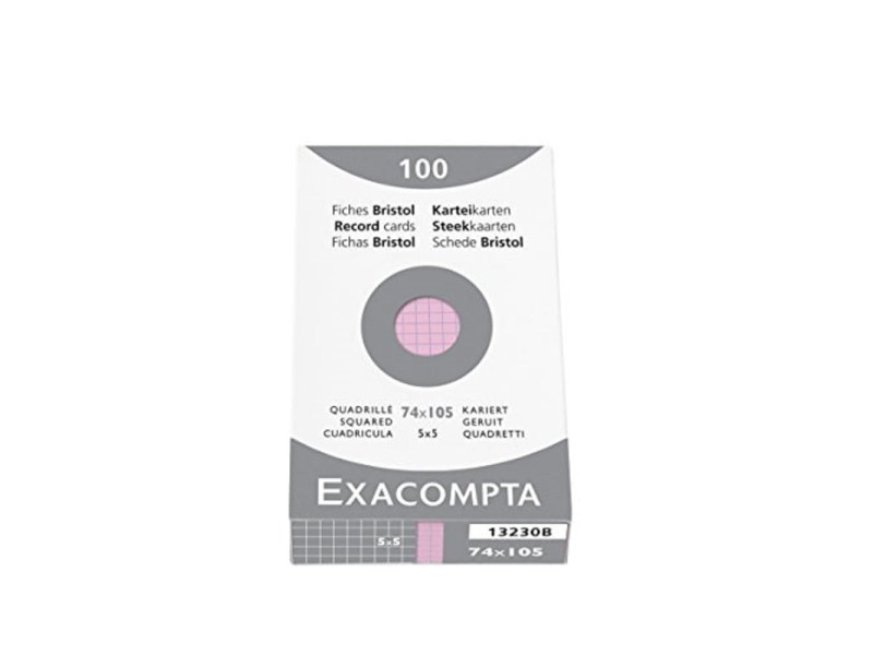 EXACOMPTA Fiches bristol, A7, quadrillé, rose