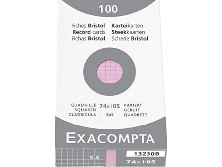 EXACOMPTA Fiches bristol, A7, quadrillé, rose