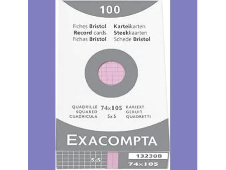 EXACOMPTA Fiches bristol, A7, quadrillé, rose