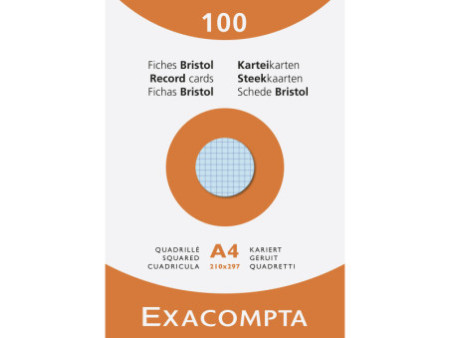EXACOMPTA Fiches bristol, A4, quadrillé, assorti