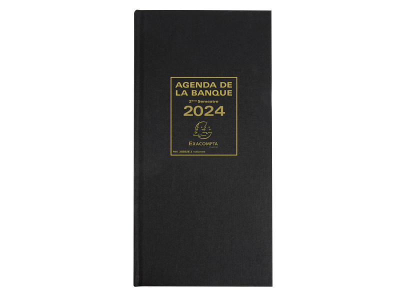 EXACOMPTA Agenda Banquier long, 2 volumes, 2026, noir