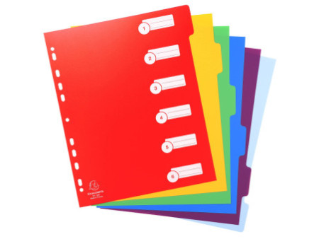 EXACOMPTA Intercalaires en plastique, uni, A4+, 6 touches