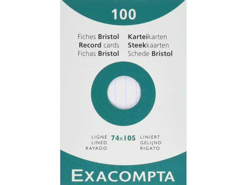 EXACOMPTA Fiches bristol, A7, ligné, blanc