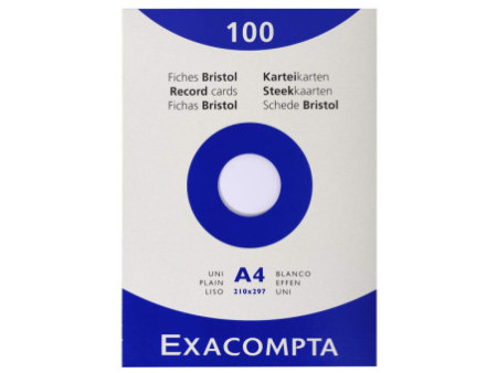 EXACOMPTA Fiches bristol, A4, uni, blanc