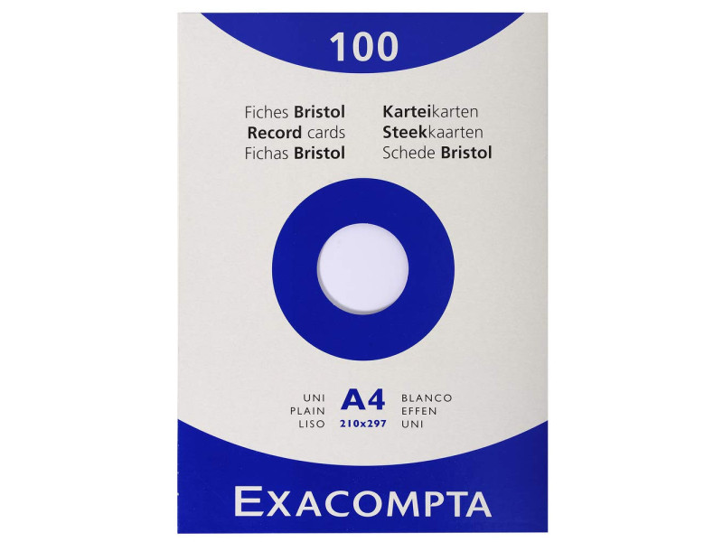 EXACOMPTA Fiches bristol, A4, uni, blanc