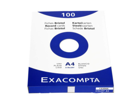 EXACOMPTA Fiches bristol, A4, uni, blanc