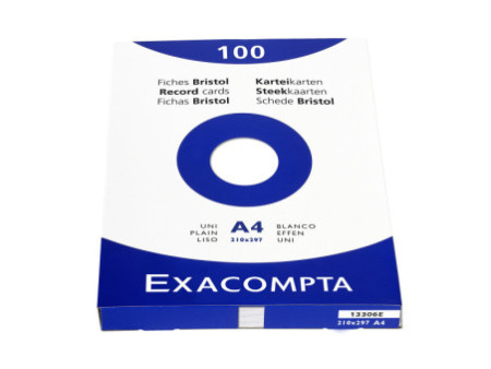 EXACOMPTA Fiches bristol, A4, uni, blanc