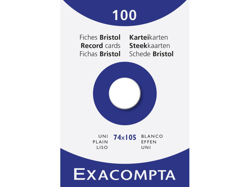 EXACOMPTA Fiches bristol, A7, uni, blanc