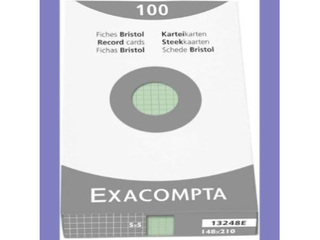 EXACOMPTA Fiches bristol, A5, quadrillé, vert
