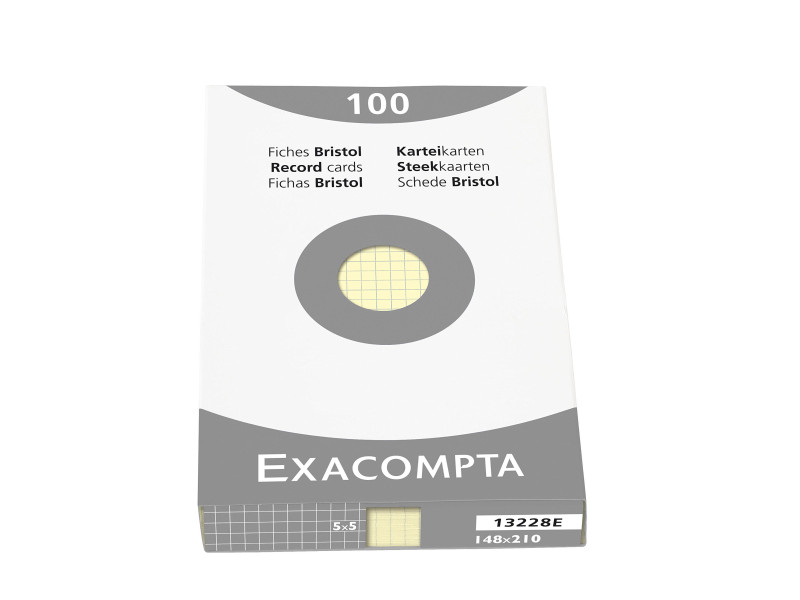 EXACOMPTA Fiches bristol, A5, quadrillé, jaune