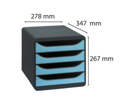 EXACOMPTA Module de classement BIG-BOX, 4 tiroirs, turquoise