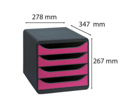 EXACOMPTA Module de classement BIG-BOX, 4 tiroirs, framboise