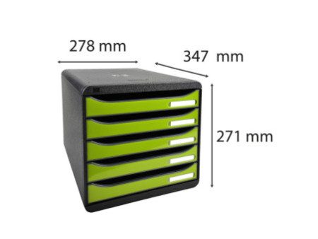 EXACOMPTA Module de classement BIG-BOX PLUS, 5 tiroirs, vert